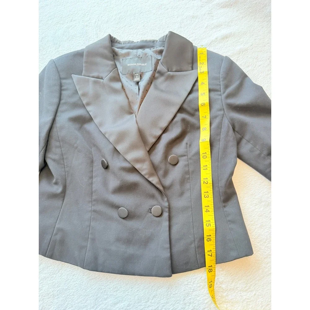 Banana Republic Mens Black Double Breasted Tuxedo Blazer Satin Lapel Size 2P
